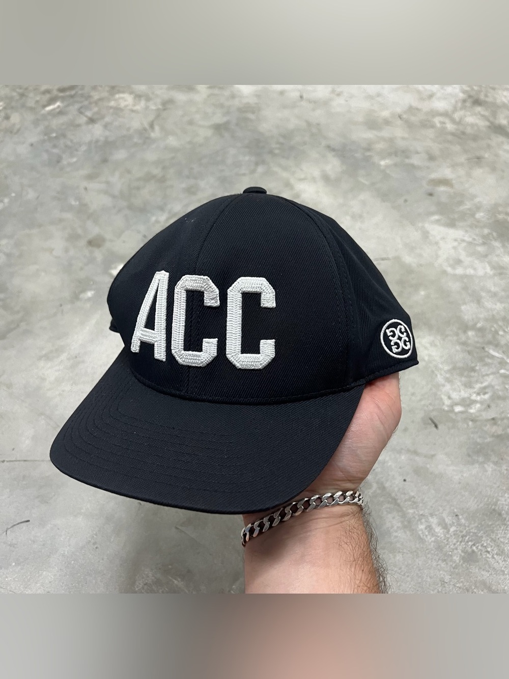 G/Fore GFore G4 Snap Back Golf Baseball Hat Cap Black White Embroidered ACC
